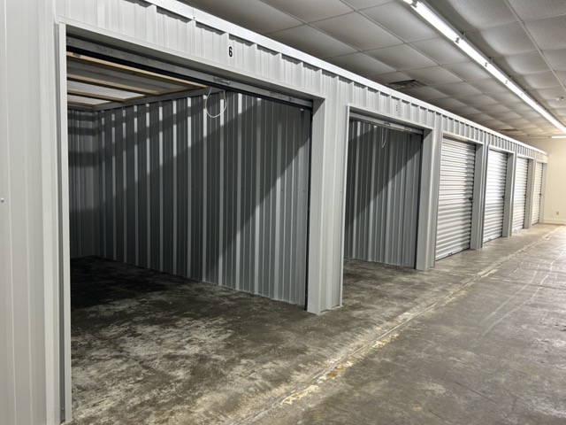 Row of storage units that are opened